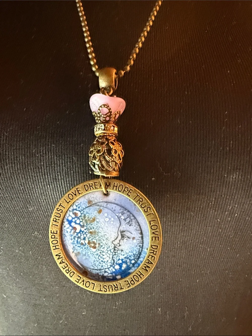 Vintage-Inspired Blue Moon Pendant Necklace - Women Jewelry